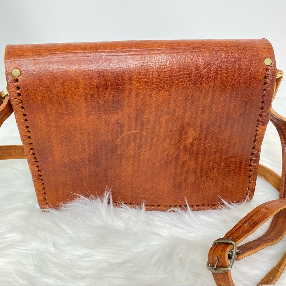Hand Tooled Cowhide Leather Adjustable Crossbody - image 3
